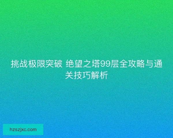 挑战极限突破 绝望之塔99层全攻略与通关技巧解析