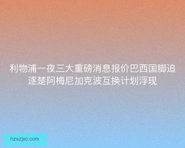 利物浦一夜三大重磅消息报价巴西国脚追逐楚阿梅尼加克波互换计划浮现