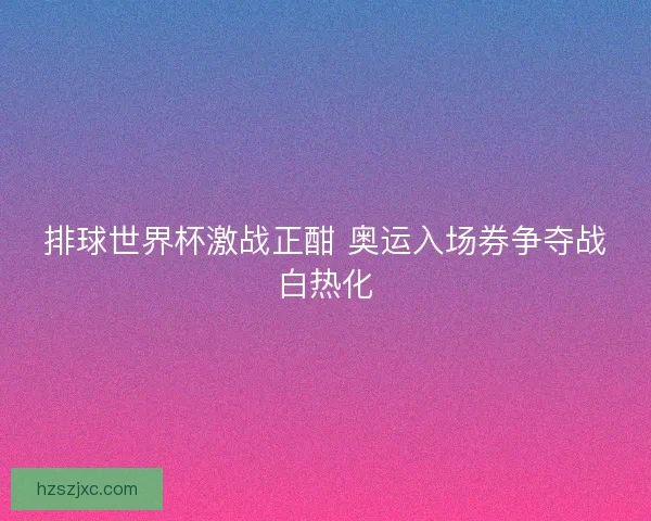 排球世界杯激战正酣 奥运入场券争夺战白热化