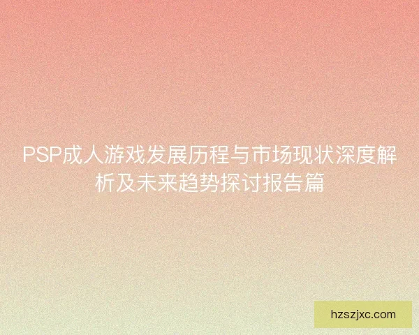 PSP成人游戏发展历程与市场现状深度解析及未来趋势探讨报告篇