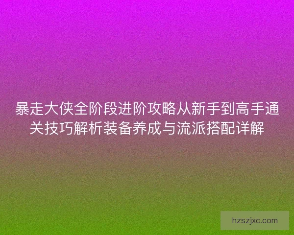 暴走大侠全阶段进阶攻略从新手到高手通关技巧解析装备养成与流派搭配详解 暴走大侠全阶段进阶攻略从新手到高手通关技巧解析装备养成与流派搭配详解