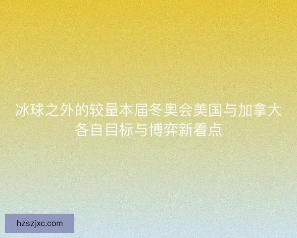 冰球之外的较量本届冬奥会美国与加拿大各自目标与博弈新看点